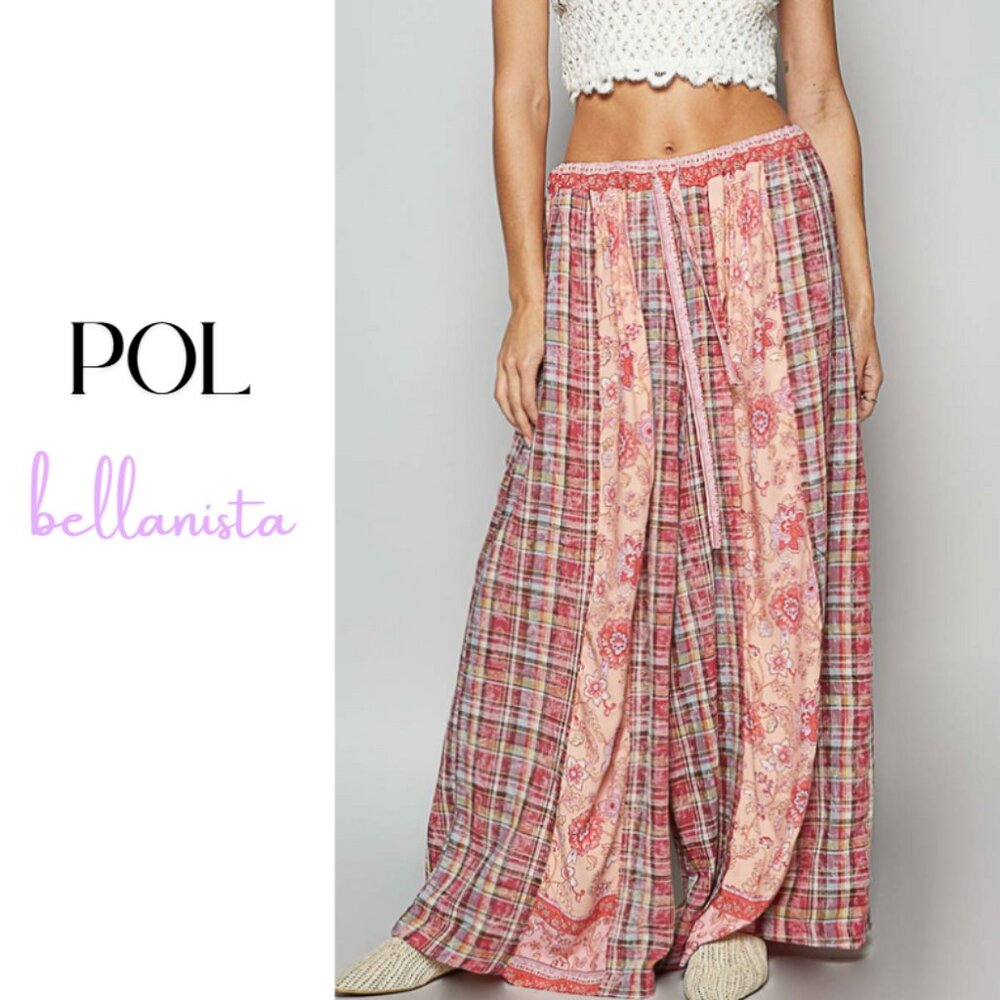 POL Pink and Red Wide Leg Pants
